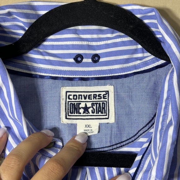 Converse Men's Blue and White Striped Button Down Shirt Cotton XXL - Picture 9 of 14